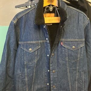Levi's Blue Denim Jacket with Black Sherpa Lining